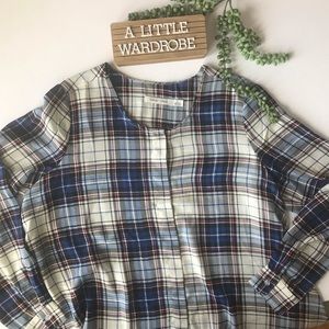 Bishop + Young Blue Plaid Button Down Blouse